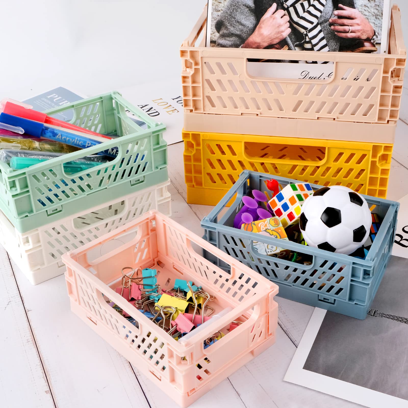 10pcs Multicolor Durable Foldable Plastic Organizer Baskets