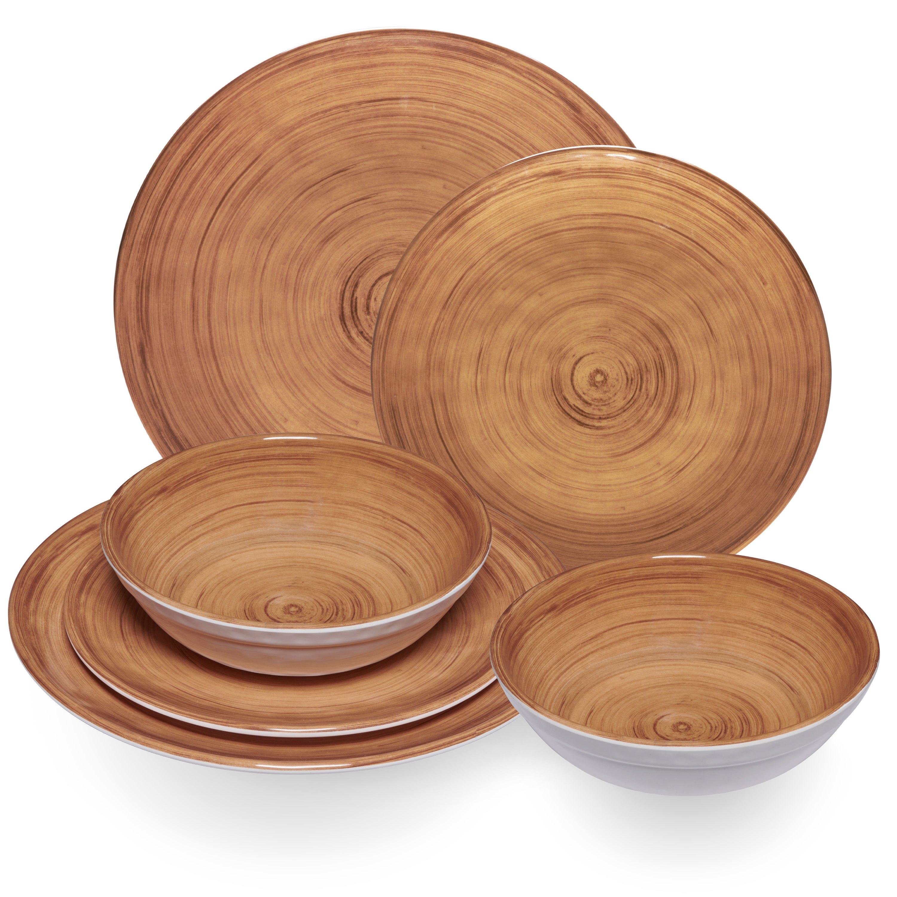 Melamine Dinnerware Set Brown For 2 People - 6 Pieces - Dishwasher Safe Tableware Camping Accessories Camping Dishes Camping Festival Picnic Garden Party