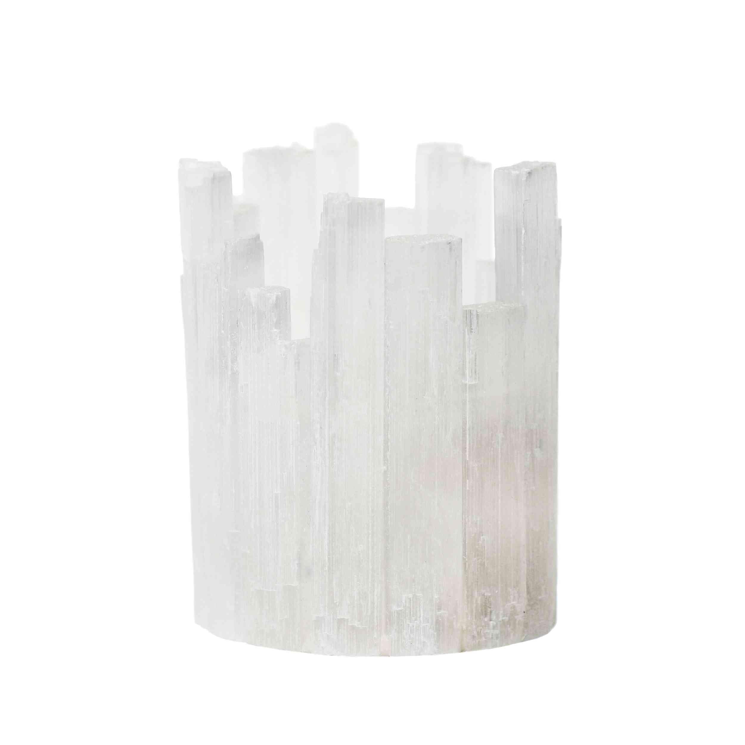 Image of Nklaus Selenite Tea Light Holder 11 X 8 Cm In – White Natural Stone Candle Holder For Tea Lights – And Decorative – Ideal For Meditation 16664