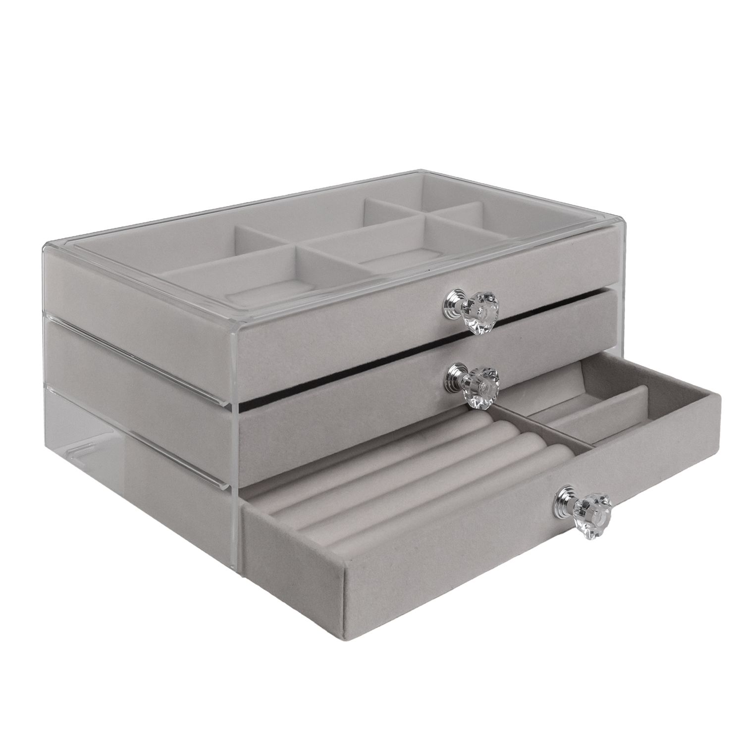 Jewelry Box With 3 Drawers, 23.5 X 15 X 10.5 Cm, Jewelry Chest For Rings, Bracelets, Earrings, Necklaces, Storage Box Organizer, Jewelry Pouch
