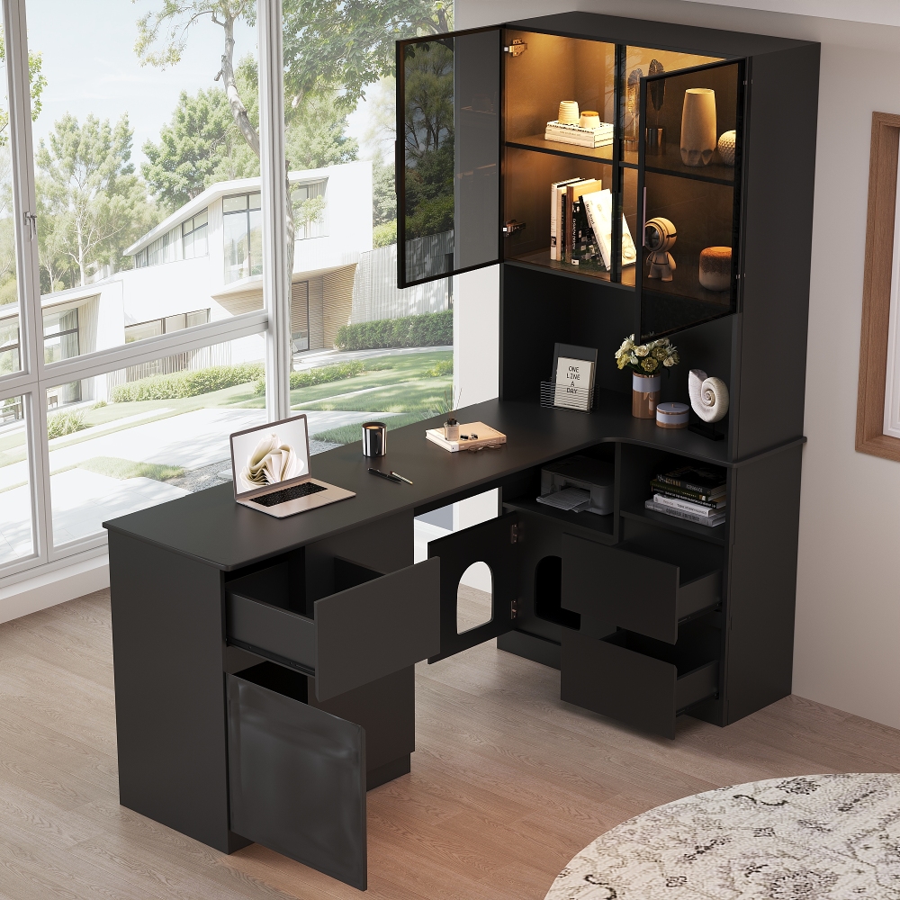 Modern 120x80x180cm – High-quality Mdf Construction – Pet-friendly Storage – Display Cabinet With Aluminum-glass Front – For Home Office, Study, Living Room