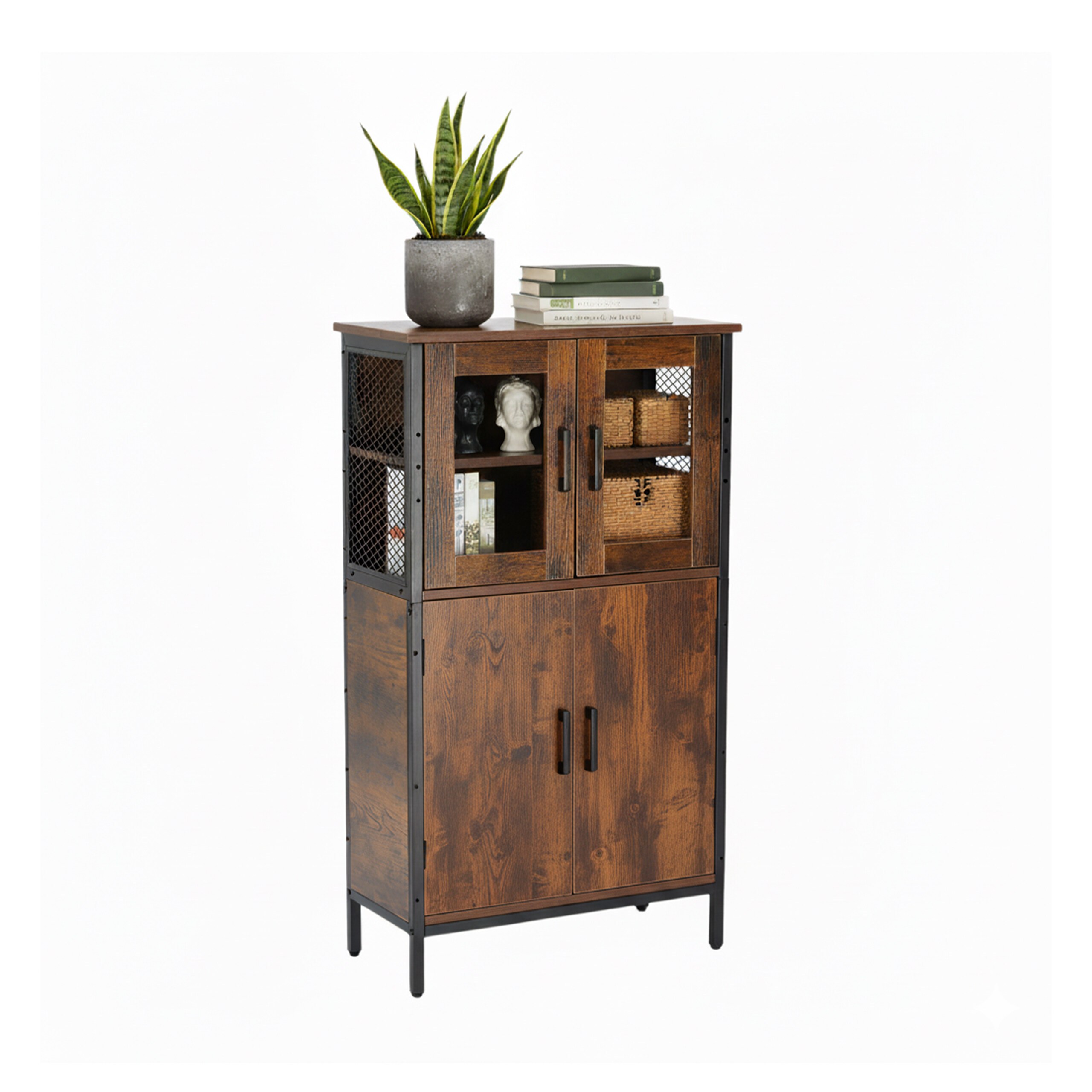Industrial Kitchen Cabinet In Brown/black – (w)60 X (h)108 X (d)30 Cm