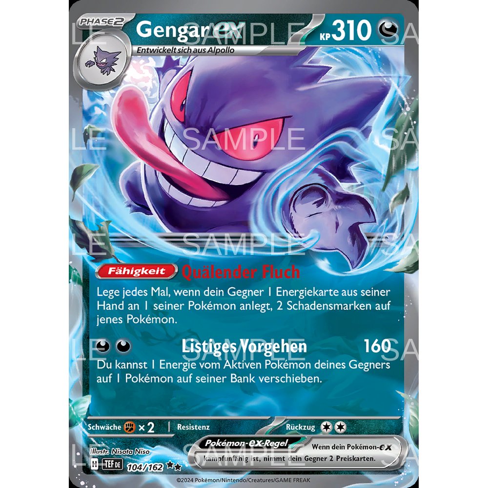 Image of Gengar Ex 104/162 Tef Powers Double Rare Nm German