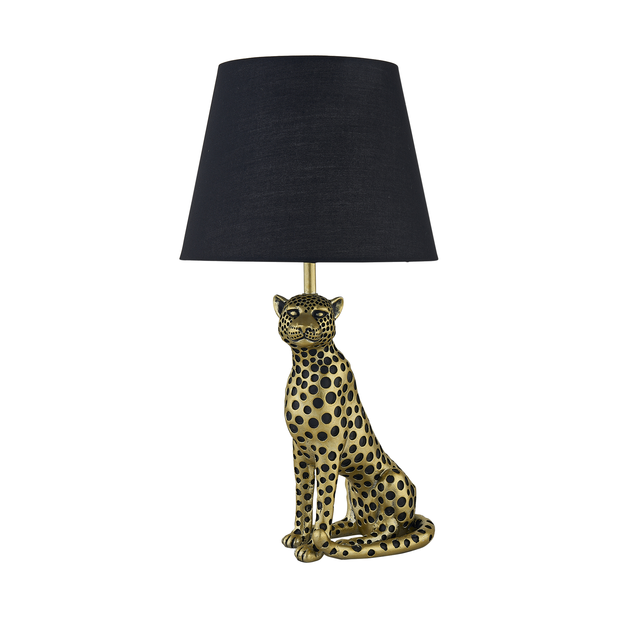 First Choice Lighting Bella - Gold Cheetah Table Lamp with Black Fabric Shade