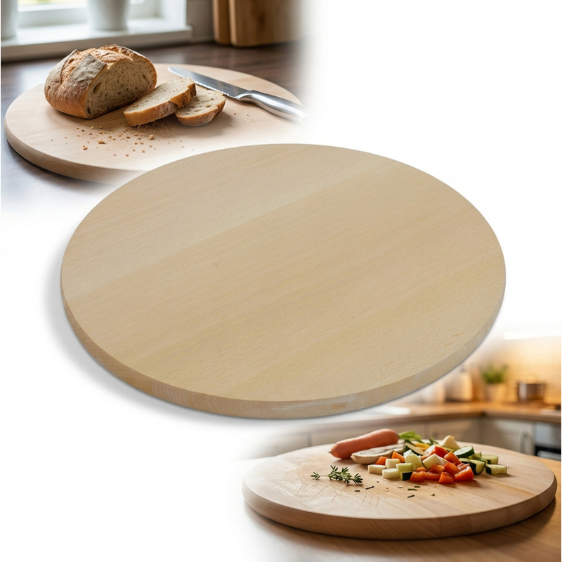 Round Wooden Board, 30 Cm Diameter, For Cutting Pizza, Cheese, And Snacks, Made Of