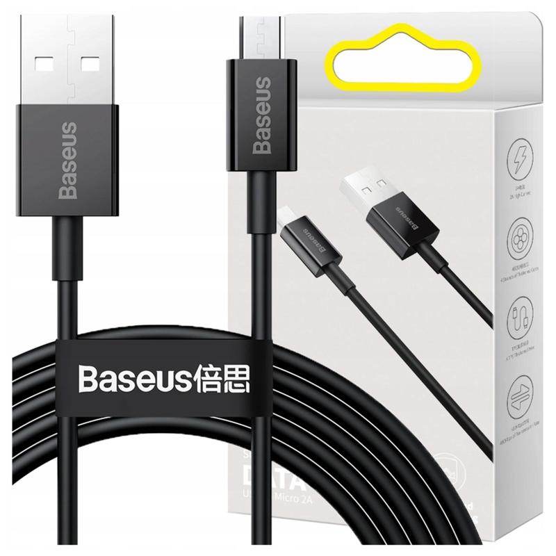 Baseus Noir Câble De Données Et De Charge Usb-A - Microusb Superior Series, 18W, 2M, Camys-A01 - Image 3