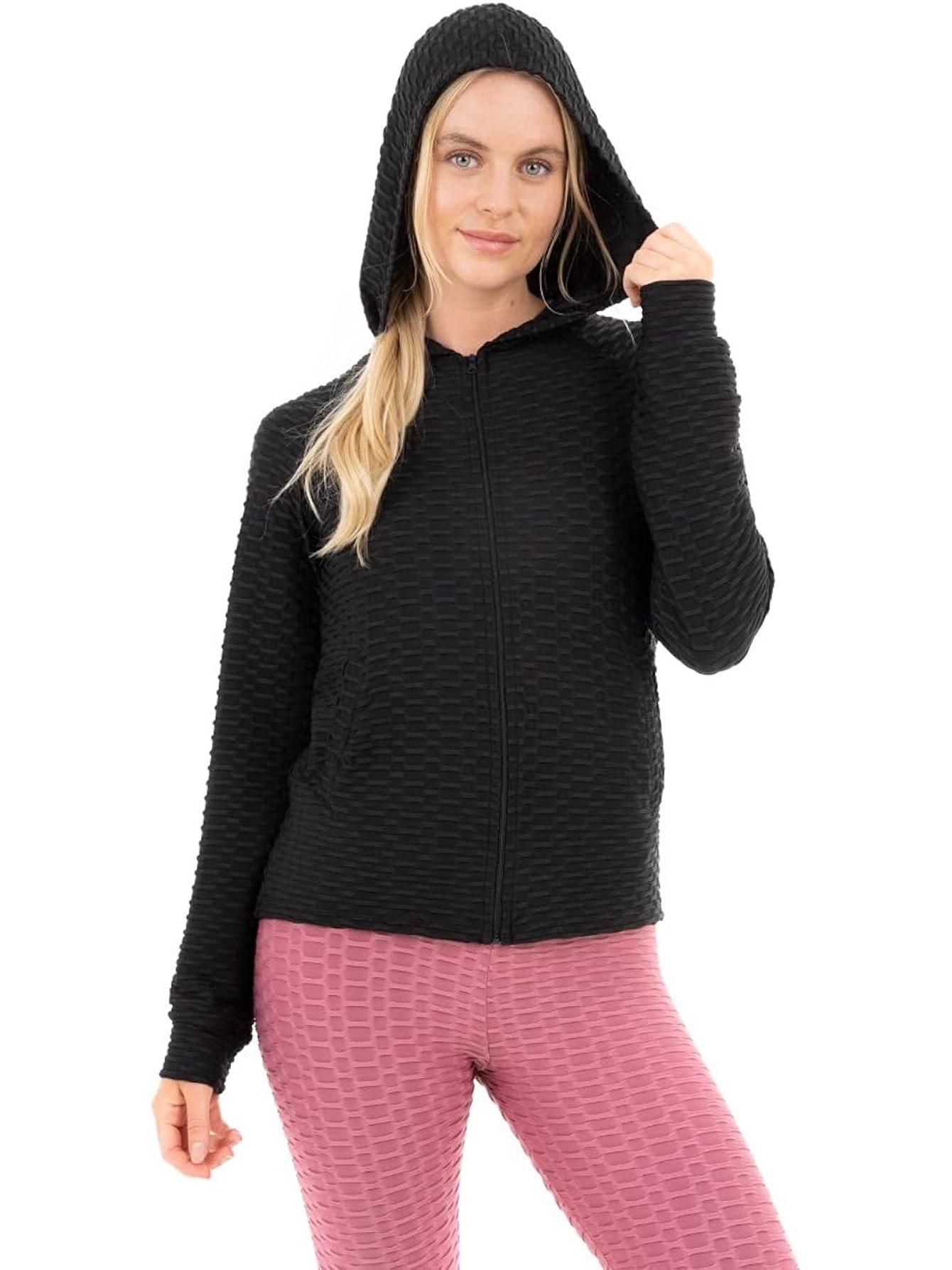 M17 Women's Solid Honeycomb Full-Zip Sports Jacket, Stretchy Activewear