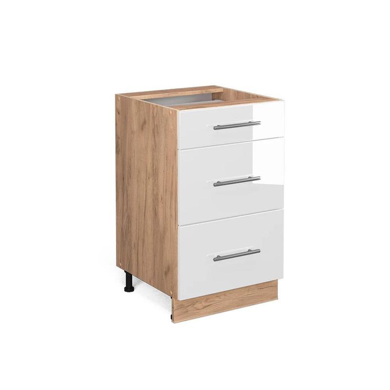 Image of Fame-line White High-gloss 50 Cm Kitchen Base Cabinet Without Worktop Base Cabinet For The Kitchen Kitchen Cabinet With Drawer The Kitchen Furniture Chipboard, 16 Mm Kitchen