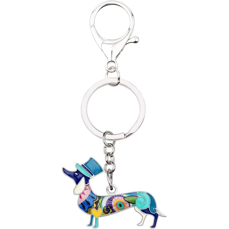 Dachshund Dog Enamel Key Chain Alloy Metal Bag Car Charm Jewelry for Women Girls