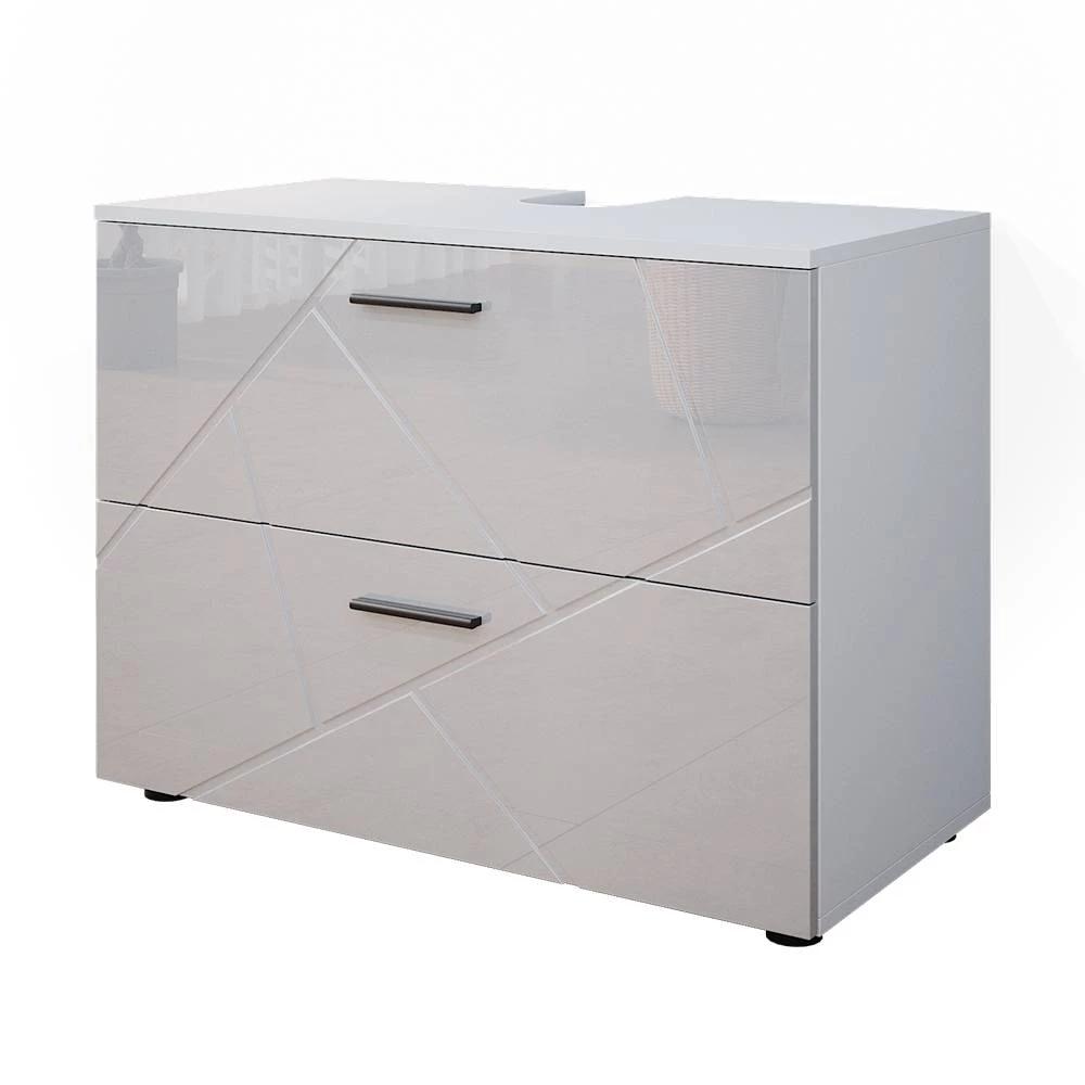 Image of Irma White High-gloss Washbasin Cabinet 80 X 58.6 Cm Bathroom Cabinet With Drawers Bathroom Furniture For Washbasin Bathroom Cabinet 16 Mm Spanplatte