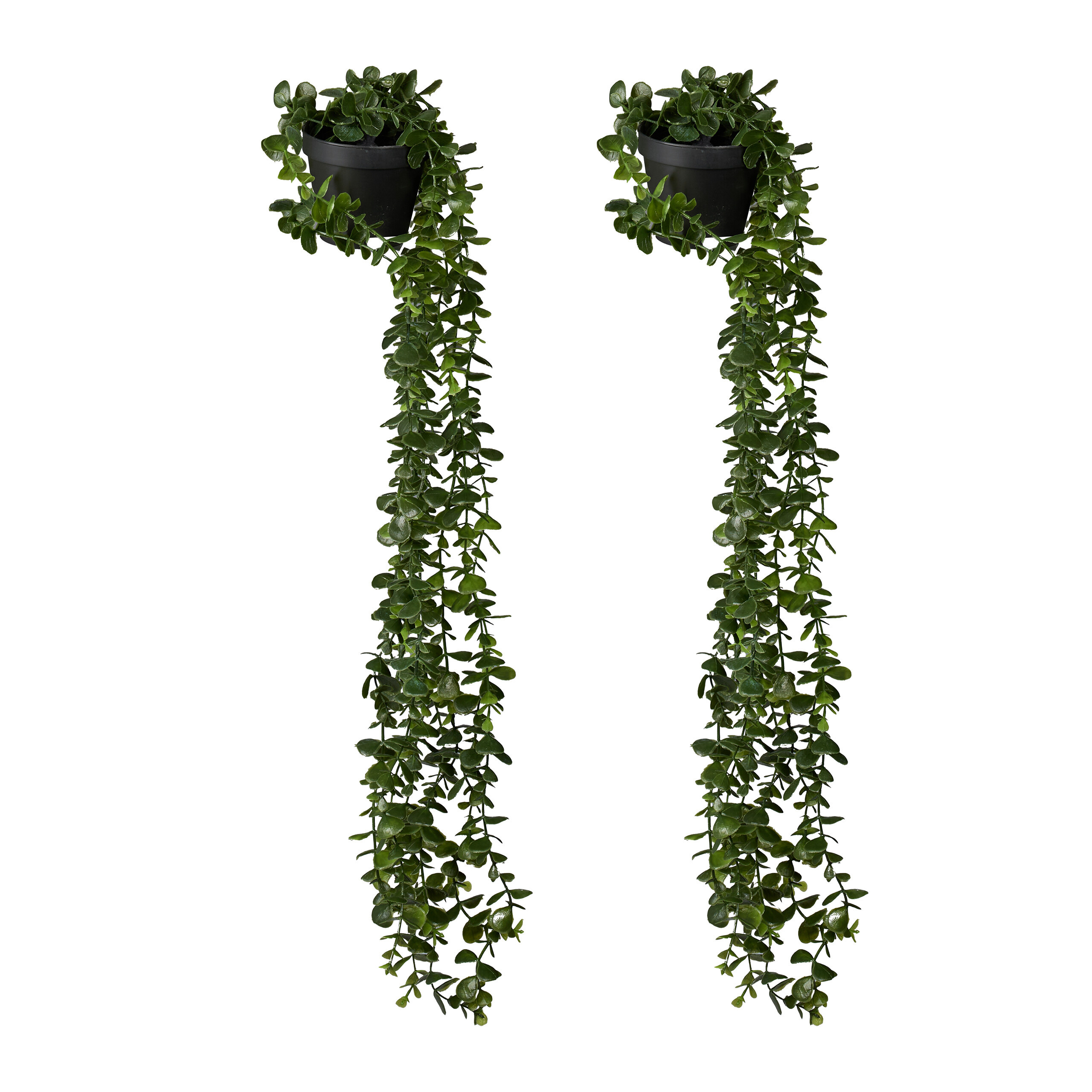 2 X Artificial Hanging Plant "eucalyptus" /black