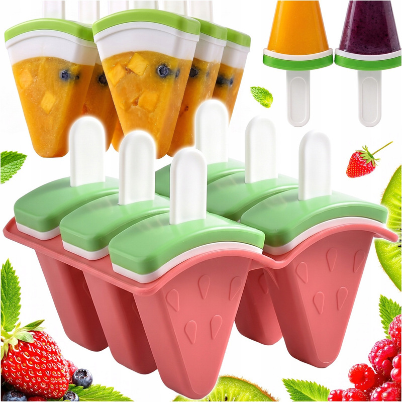 Ice Pop Molds For Sticks, Homemade Ice Pop Mold, Watermelon, 6 Molds