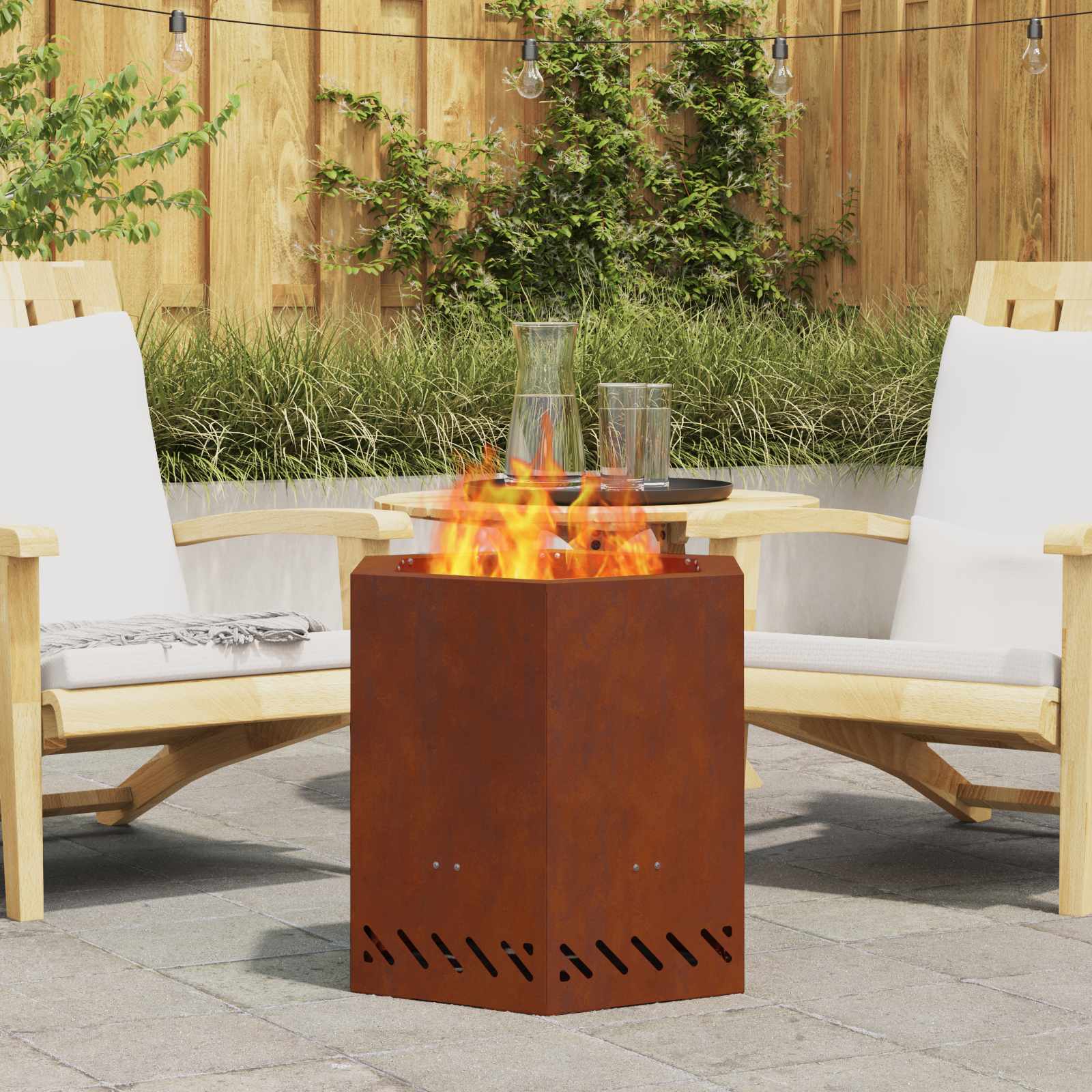 Smoke-free Fire Pit Rostoptik Weather-resistant Steel, Garden And Terrace, Modern Outdoor Fire Basket, Weather-resistant Design, Portable, Smoke-free, Easy To Assemble