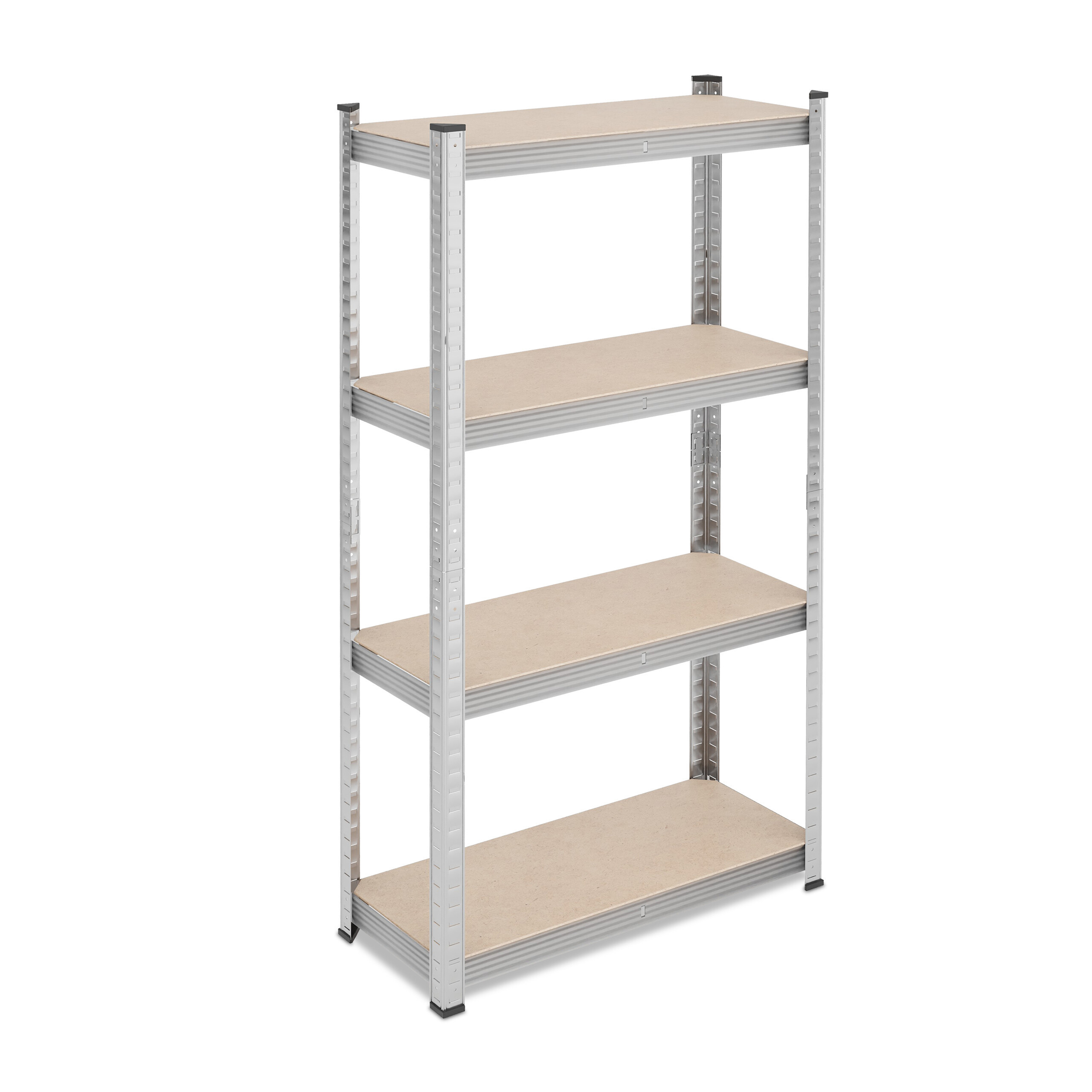 TEMU Étagère de charge lourde, système à emboîter, 4 niveaux, 138 x 70 x 30 cm, totale de 200 kg, acier, MDF et plastique, argenté, séparable en 2