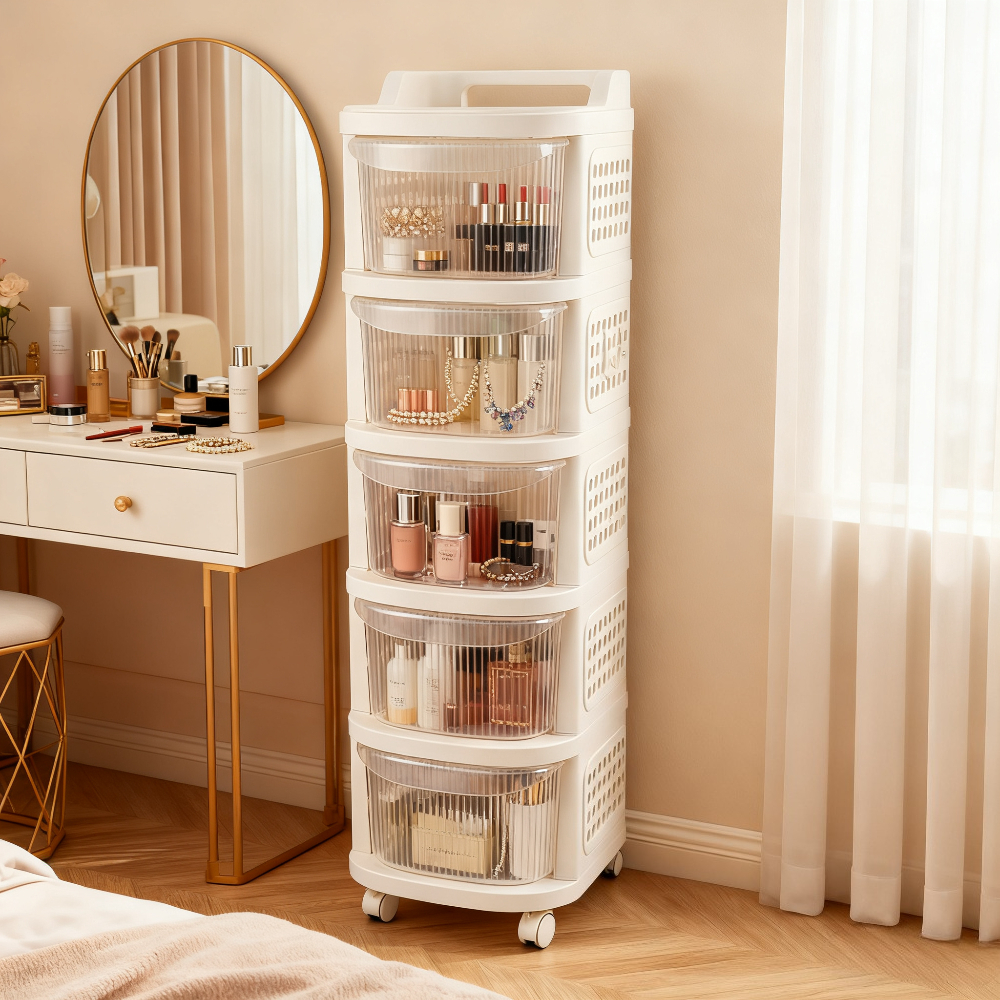 5 Layers Multipurpose Rolling Plastic Drawer Storage Cabinet
