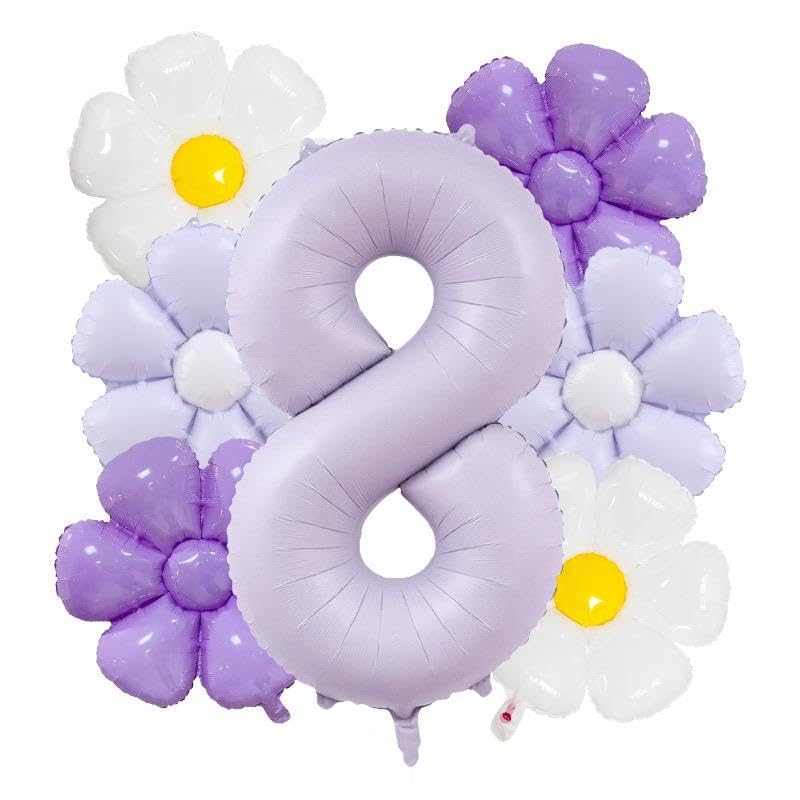 Image of Diwuli Flowers Decor Birthday 8 Years - Balloon Set Lilac