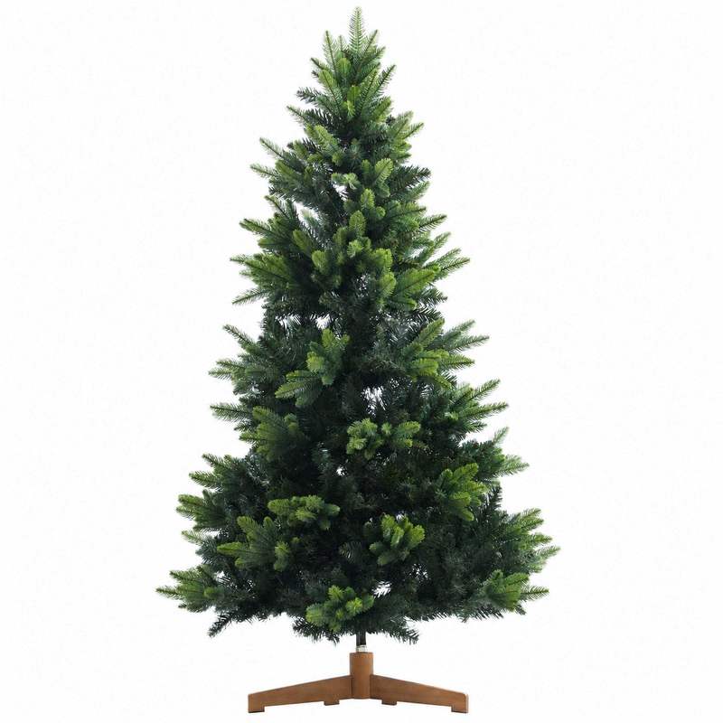 Image of Artificial Christmas Tree With Wooden Stand
