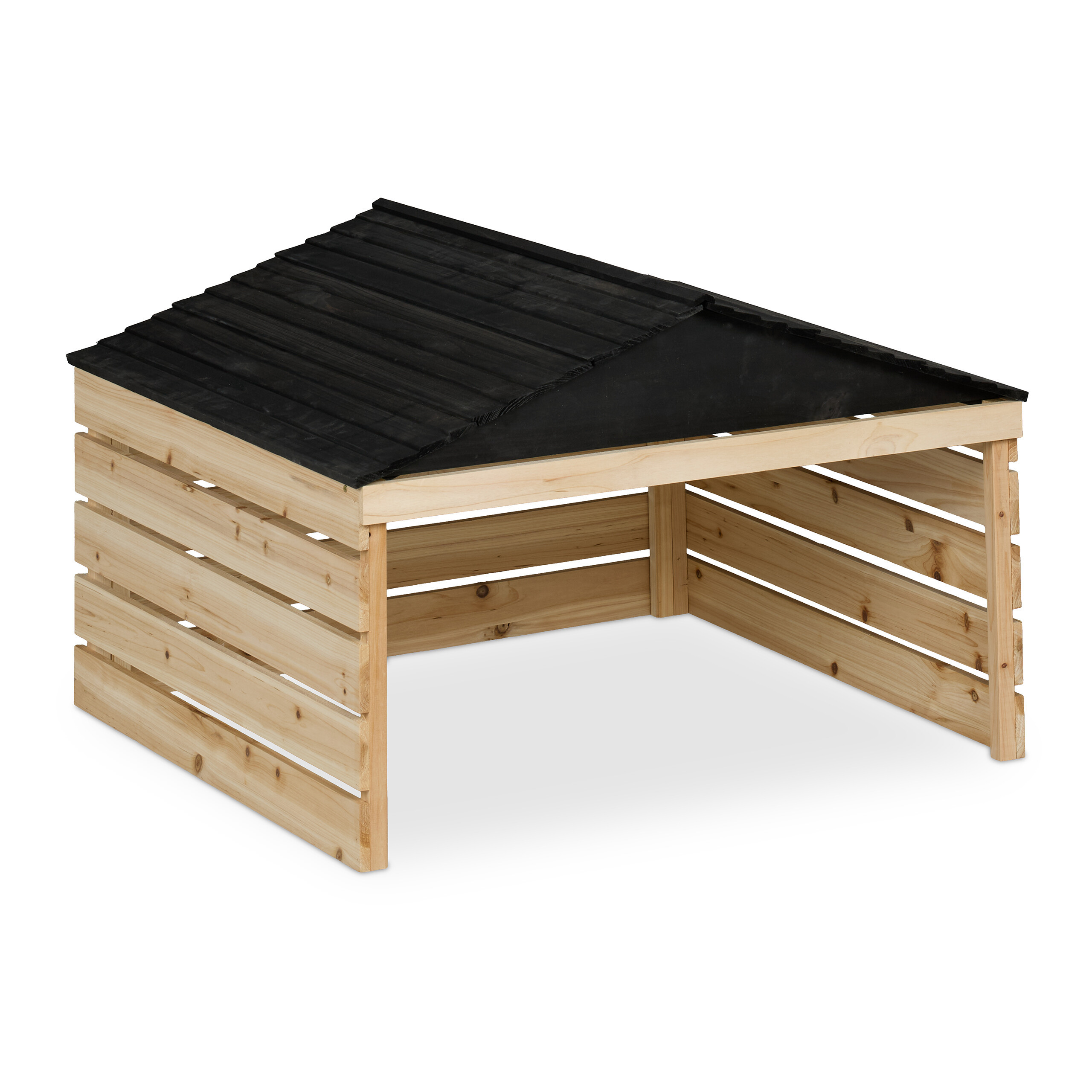 Image of Lawn Mower Garage In Natural/black - (w)79 X (h)52.5 X (d)74 Cm