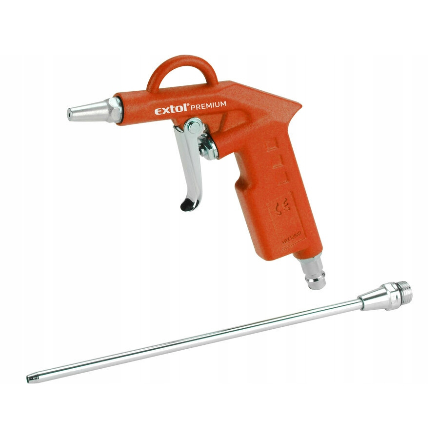 Professional Pneumatic Blow Gun With Compressor Set, Includes 2 Nozzles (short And Long, ) For Hard-to-reach Areas, Pressure 8 Bars, 1/4-inch , Tool For Cleaning Workshop And Garage Surfaces