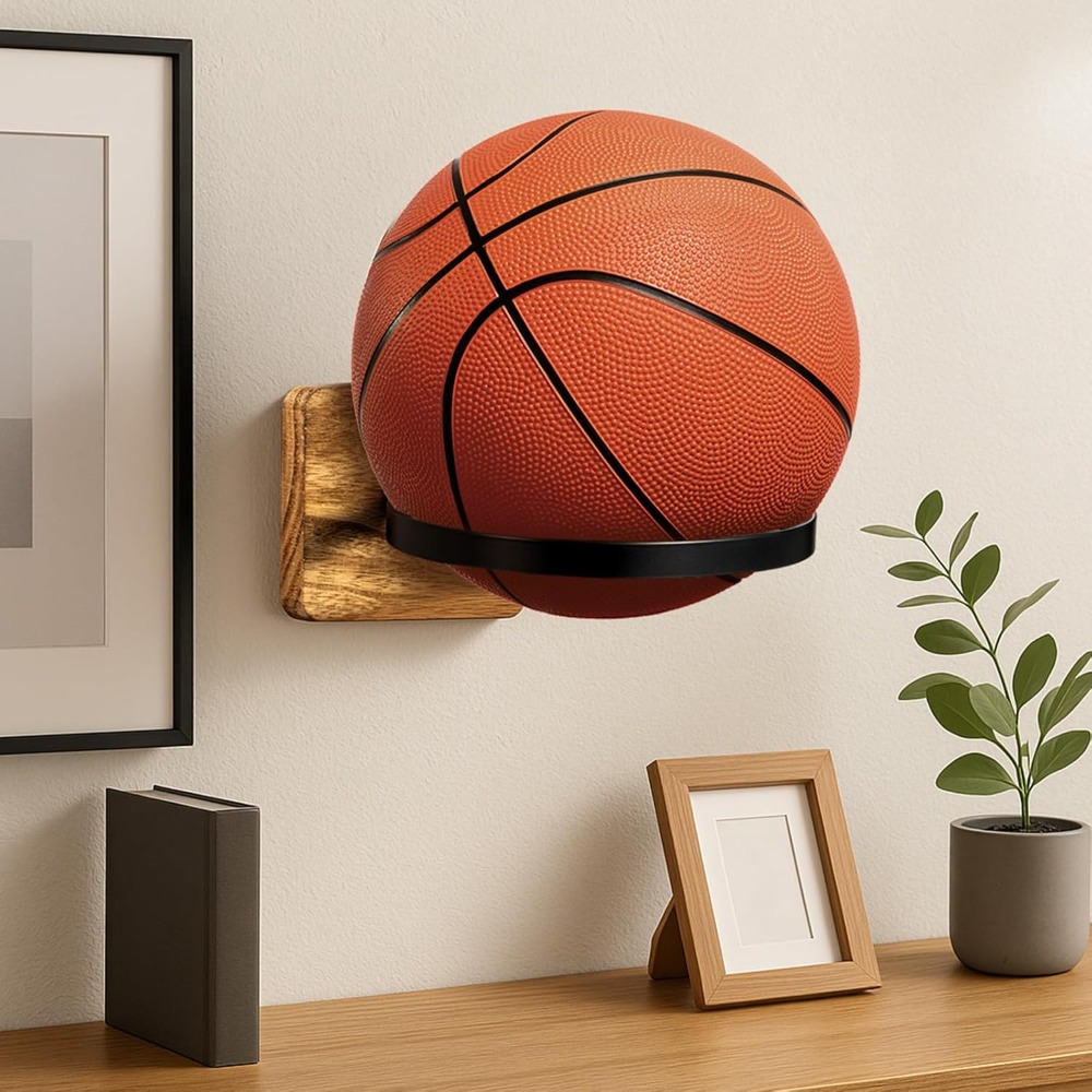 4-piece Set Wall Mount For Balls - Basketball, Soccer, And Volleyball Holder For Home And School, Space- Design