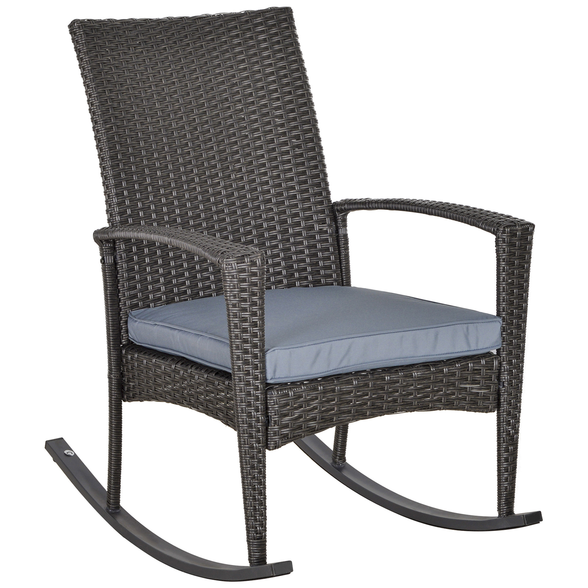 outdoor pe rattan rocking chair garden rocking chair set with armrest and cushion grey