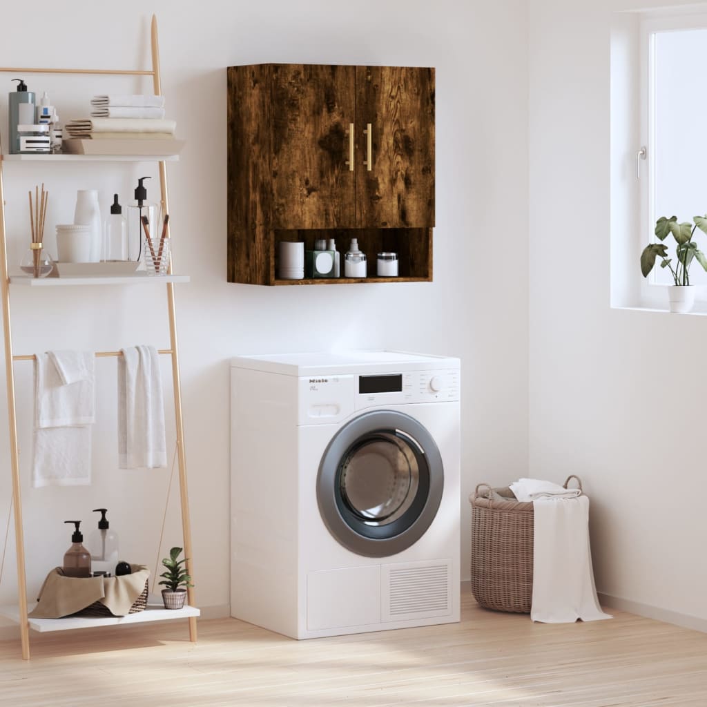 Image of Vidaxl Wall Cabinet, Hanging Cabinet With Storage Space, Wall-mounted Bathroom Cabinet, Medicine Cabinet, Storage Cabinet For Living Room, Smoked Oak Wood Material