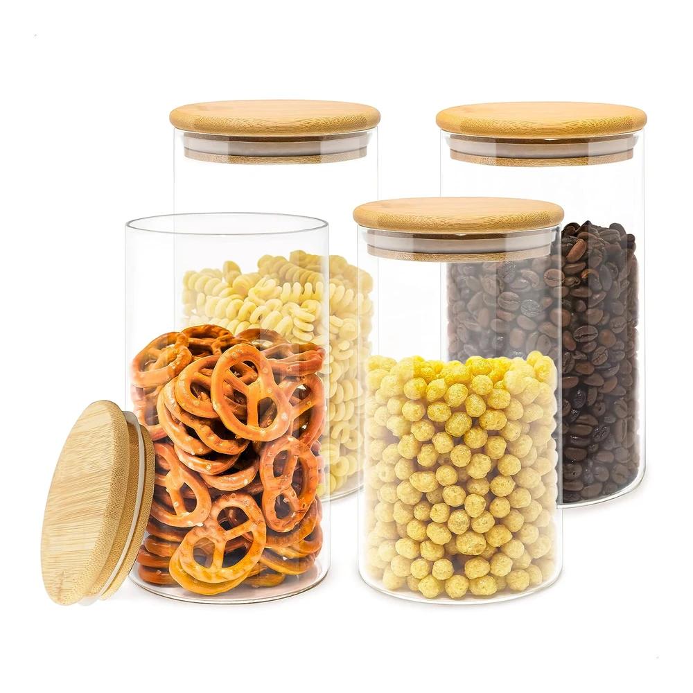 TEMU LG Luxury & Grace Botes de 4 x 1,15 L (17,5×10 cm) con de Bambú y Junta de Silicona – Tarros Herméticos para Alimentos