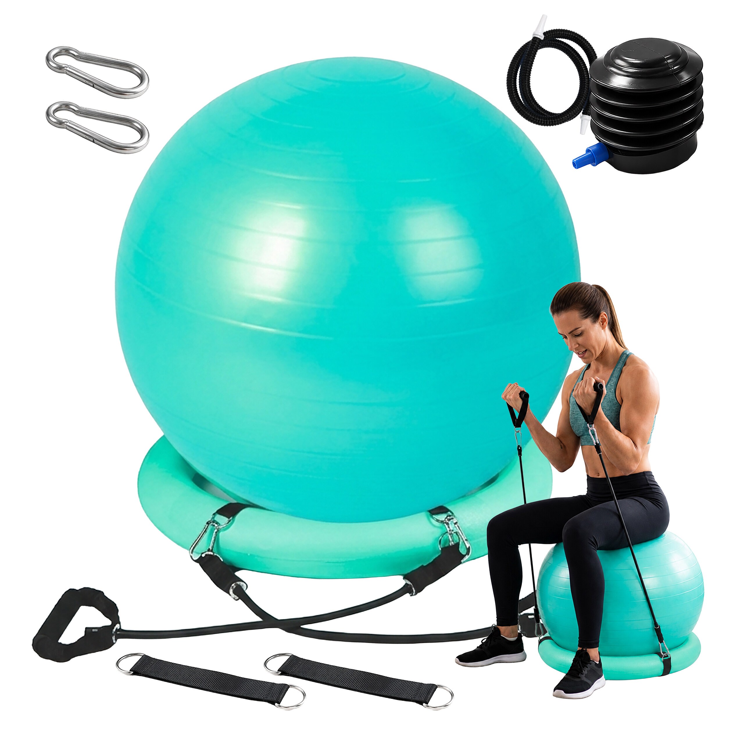 Image of Gymnastics Ball Set In Turquoise - Ø 65 Cm