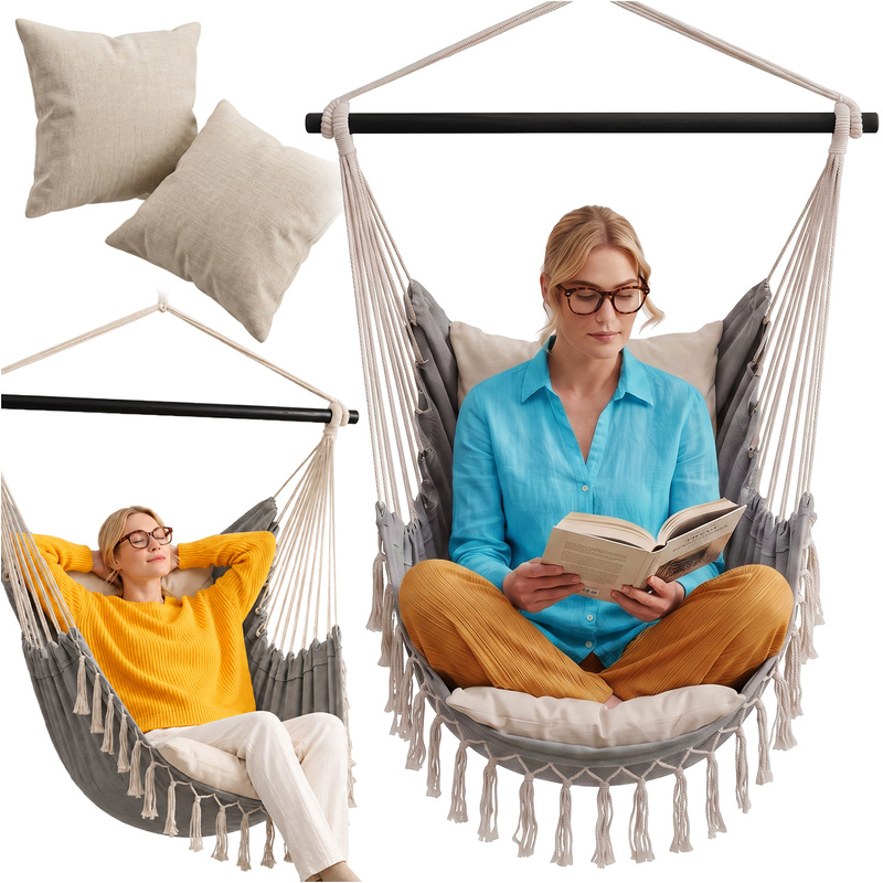 Image of Wisher Chair Brazilian Hammock Up To 150 Kg With Cushions Outdoor For Balcony And Terrace