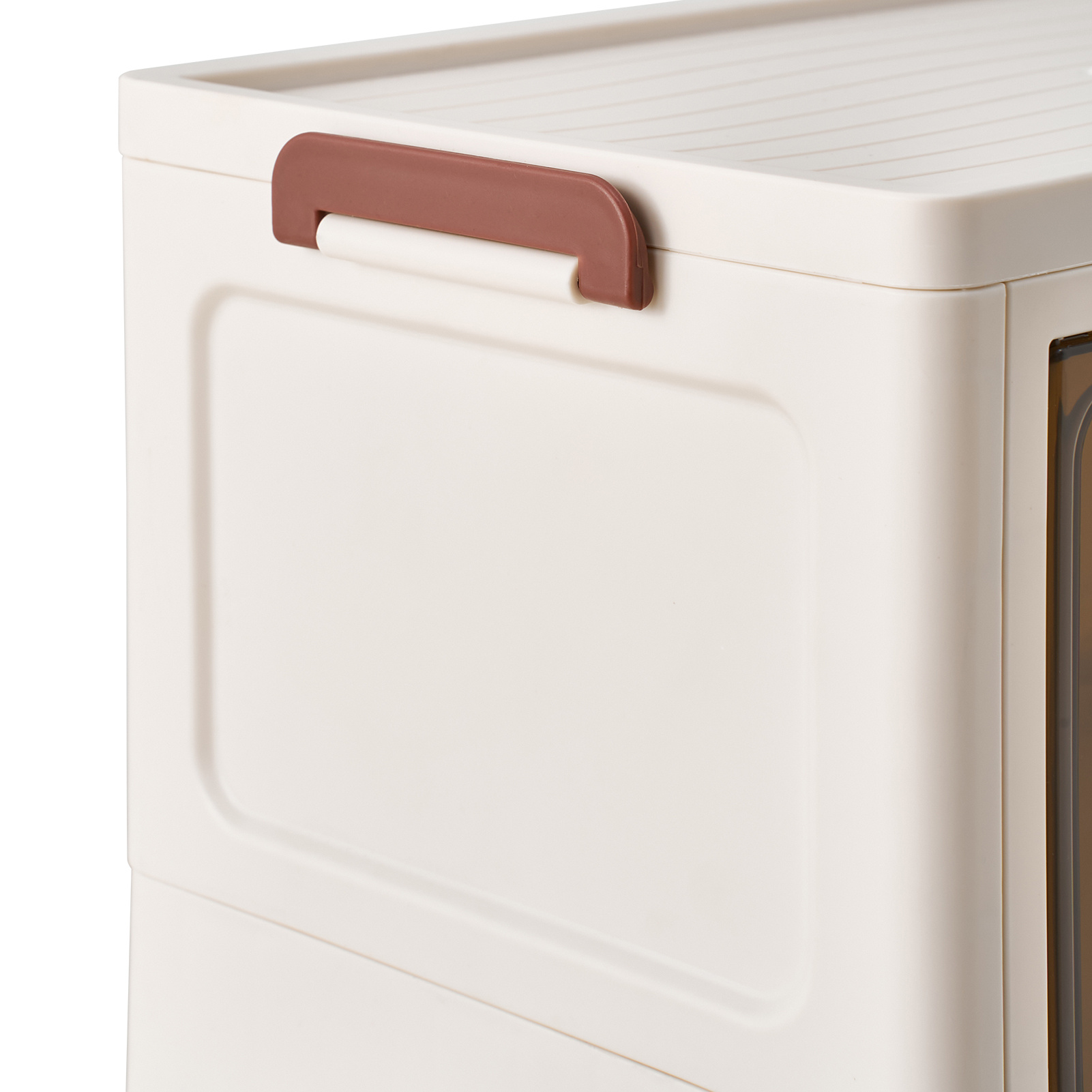 4-Tier White Storage Organizer Box with Clear Front Doors