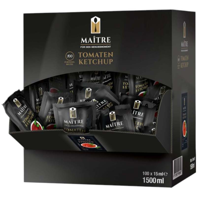 Master Tomato Ketchup 100 X 15 Ml | Portion Pouch Ketchup | Tomato Sauce Individually Packaged | Sauce For Gastronomy, Snack Bar And On-the-go