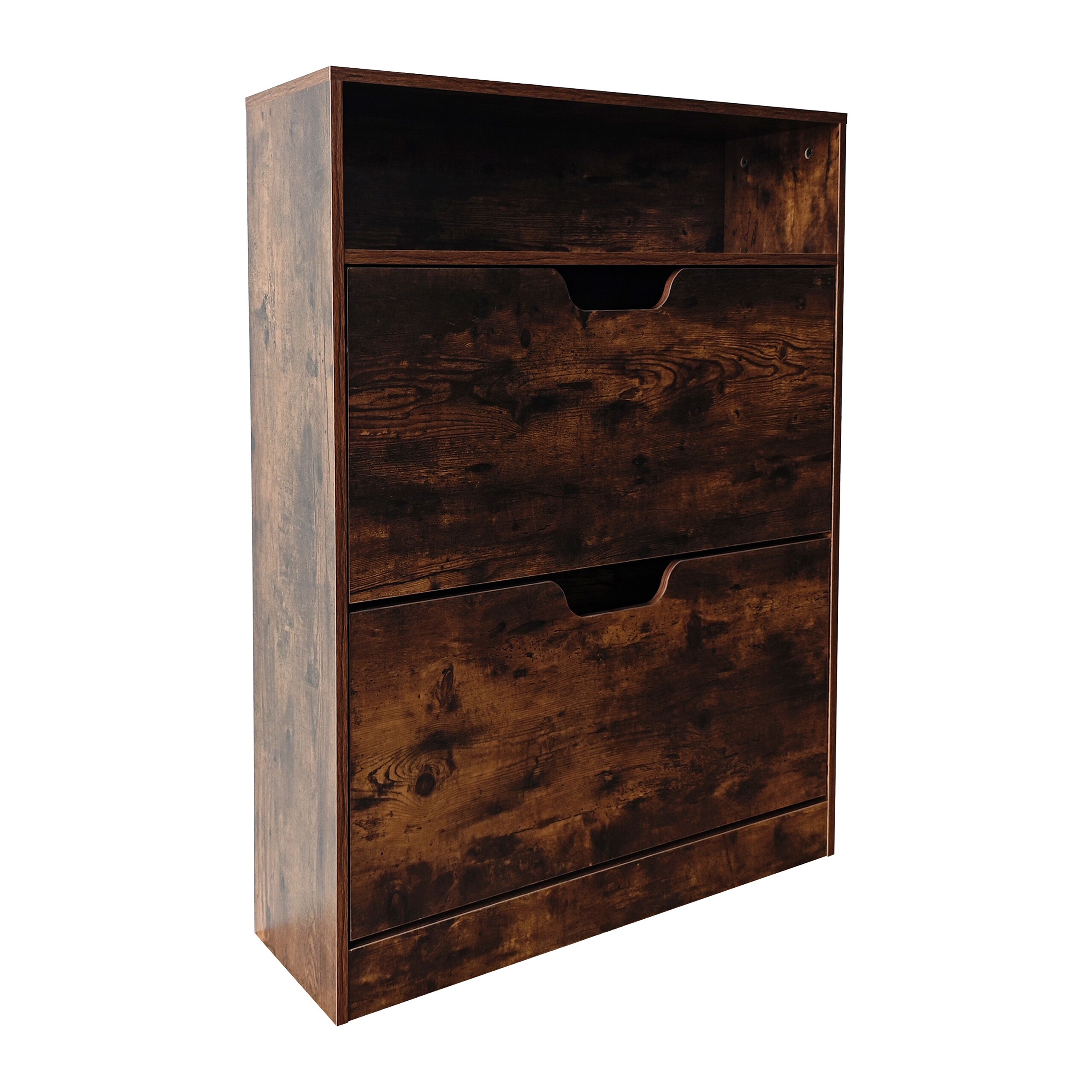 Industrial" Shoe Cabinet In Dark Brown - (w)80 X (h)102 X (d)24 Cm