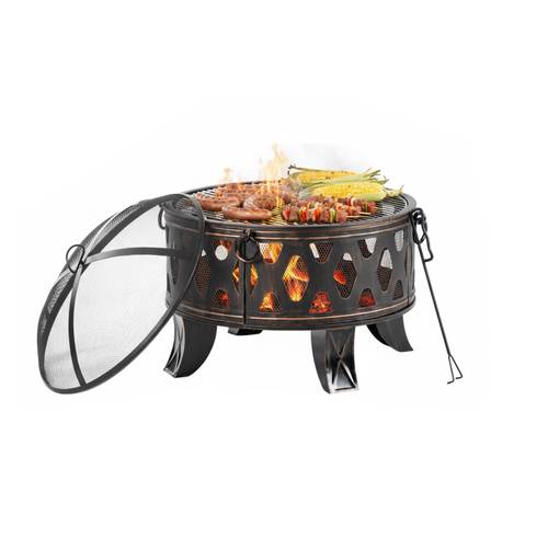 fire bowl in black bronze h 58 cm