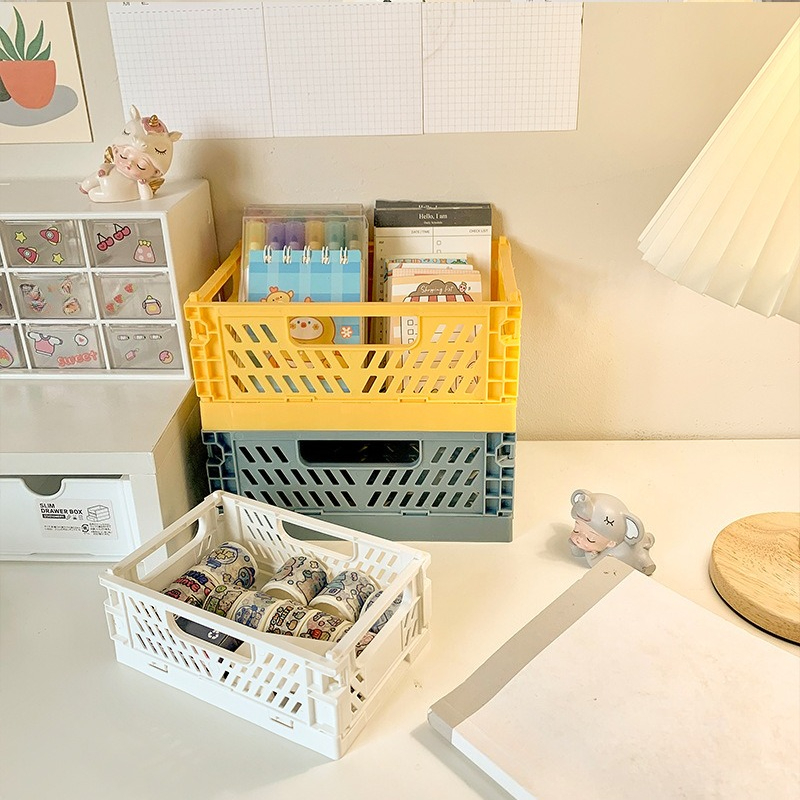 10pcs Multicolor Durable Foldable Plastic Organizer Baskets
