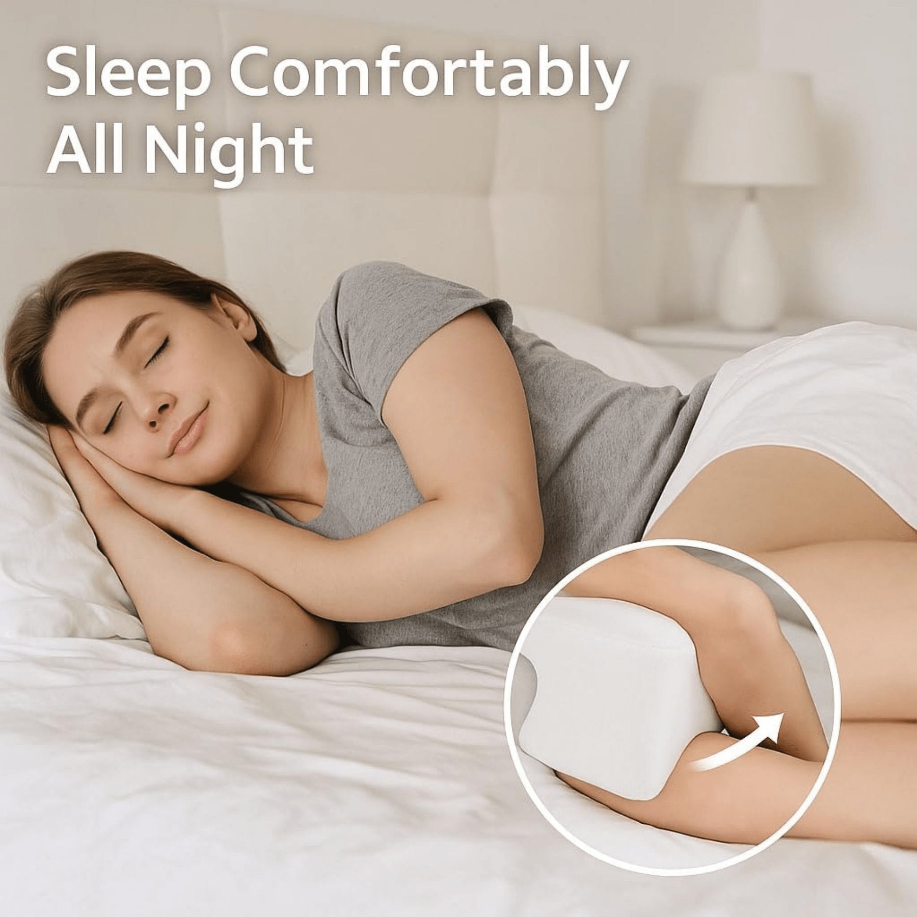 TEMU Memory Foam Knee Pillow For Side Sleepers | Ergonomic Contoured Leg Support Cushion With Washable Cover | Improves & Sleeping Posture