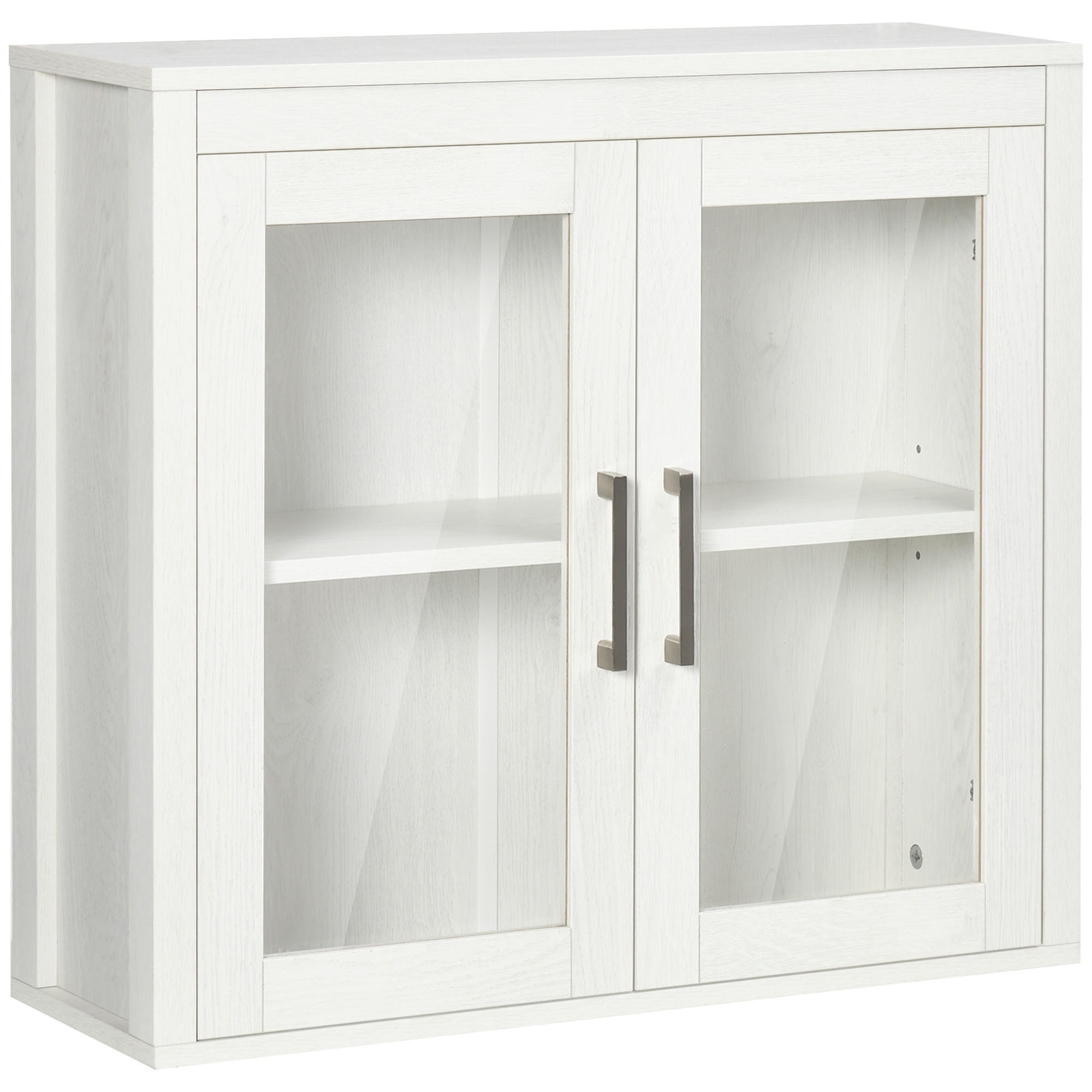 TEMU Armario de Baño de Pared con de Vidrio y Estante Ajustable Mueble Colgante de Baño para Cocina Dormitorio Estilo Moderno 60x19, 5x54 cm