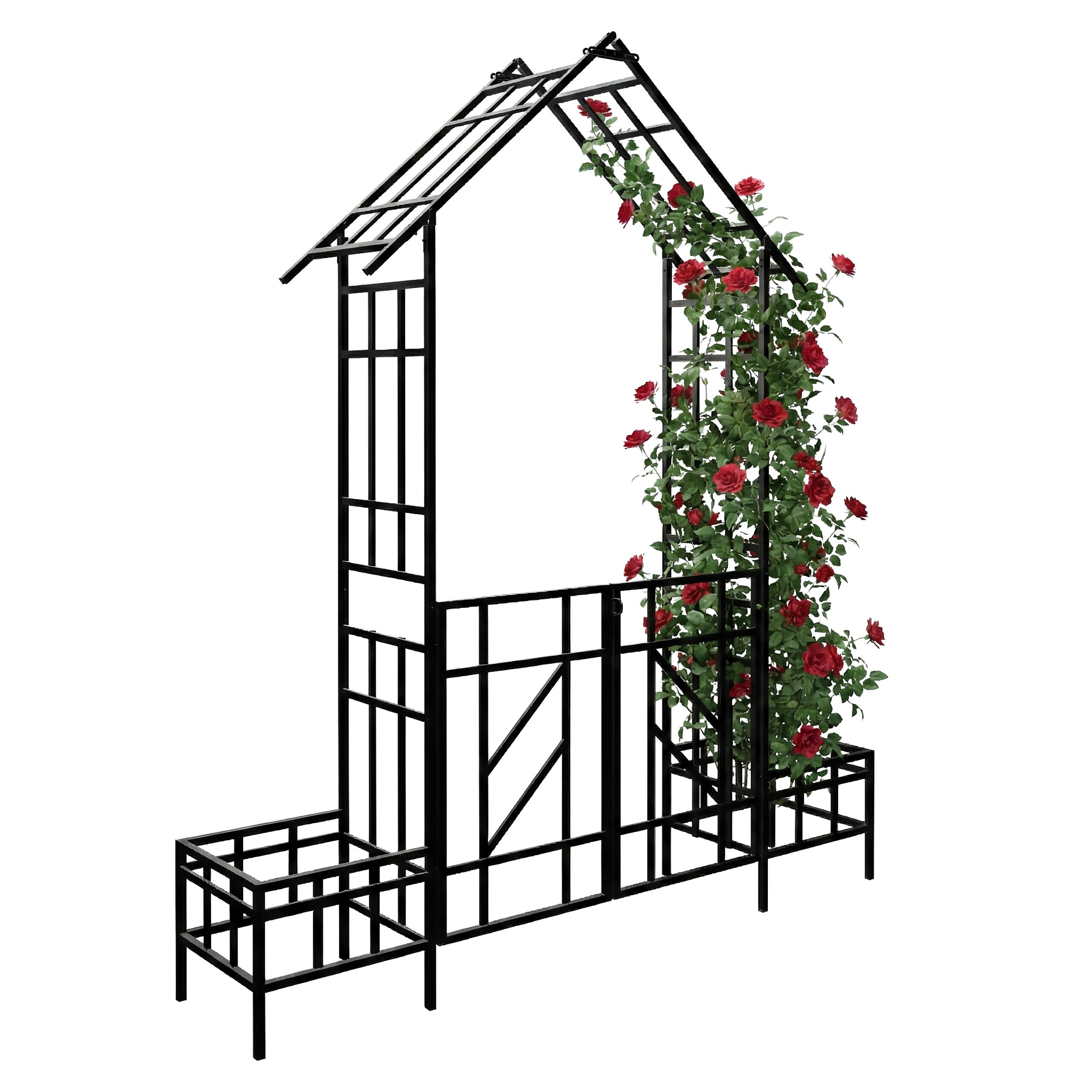 Rose Arch In Black - (w)204 X (h)247 X (d)43 Cm
