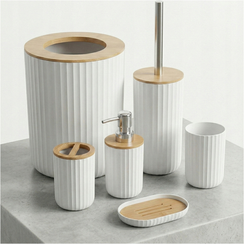 TEMU Ensemble d'accessoires de salle de bain 6 pièces pour un , équipement de salle de bain fonctionnel comprenant une poubelle, une brosse de
