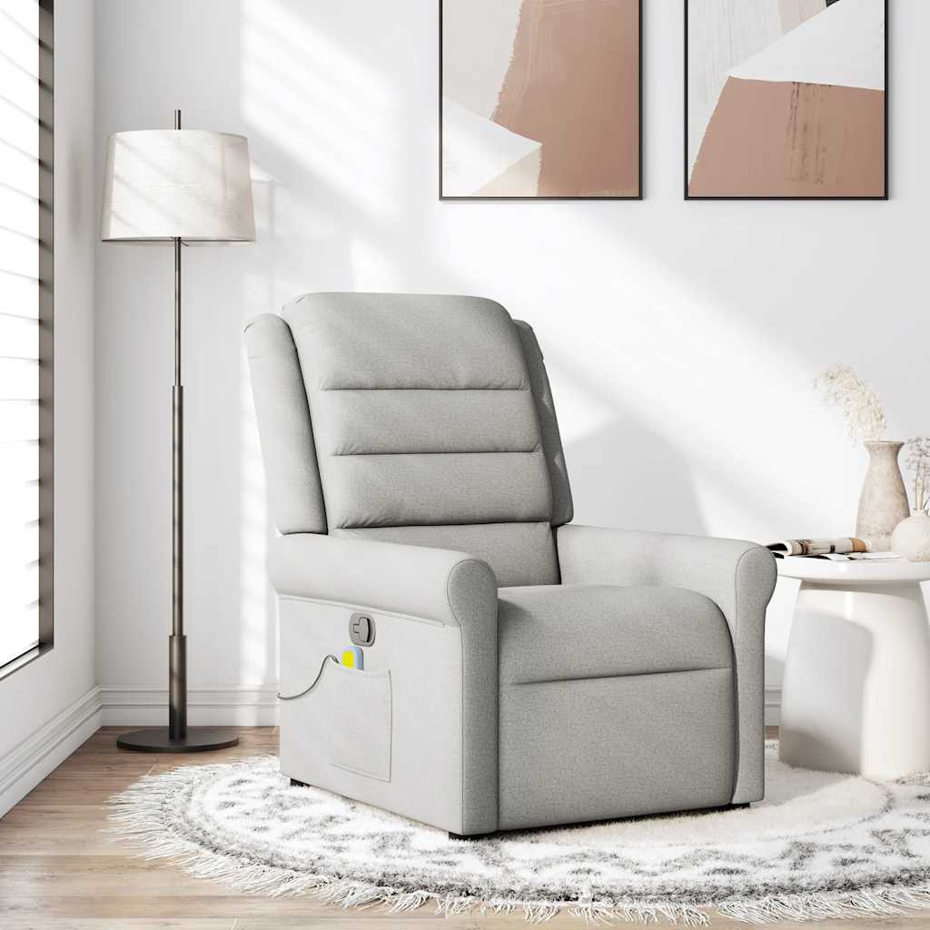 Image of Massage Chair In Cloud Gray Fabric, Massage Tv Chair, Recliner With Massage Function, Tv Recliner, Massage Tv Recliner, Tv Chair, Recliner