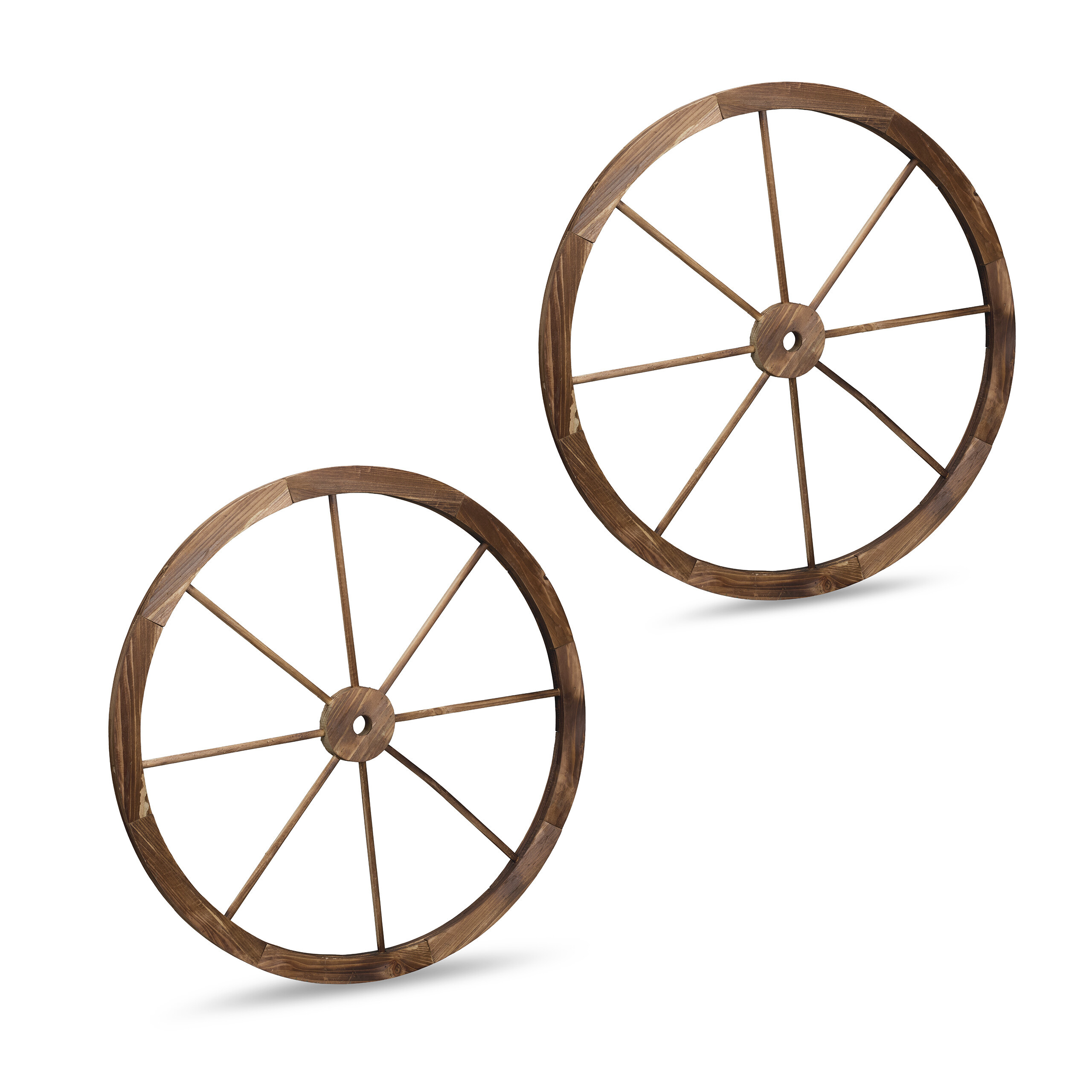 2x Natural Wagon Wheels - 75 Cm