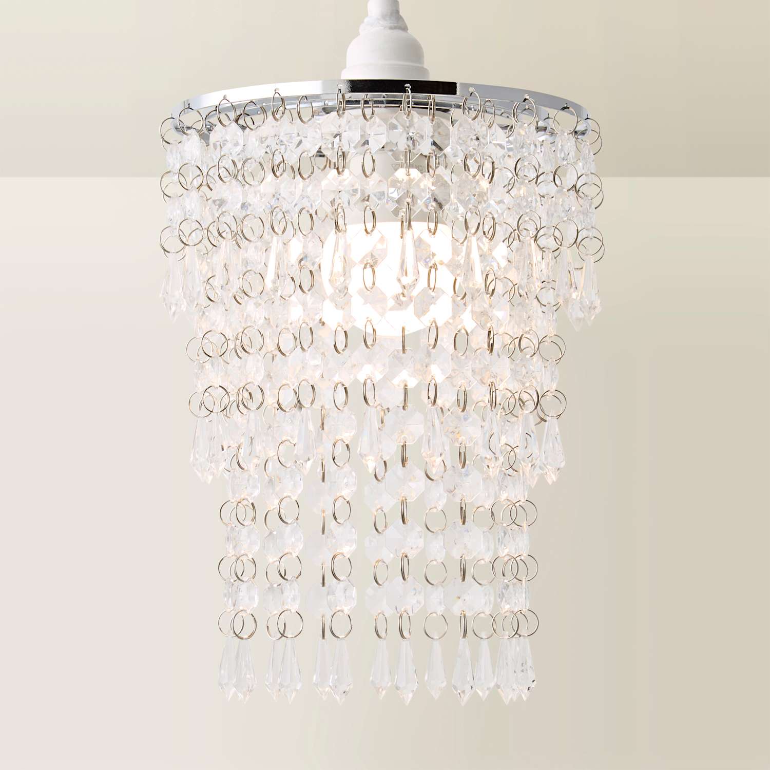 TEMU Chandelier Acrylic 3 Tier Droplet 20cm Pendant Ceiling Light Lamp Shade Without Light Fitting