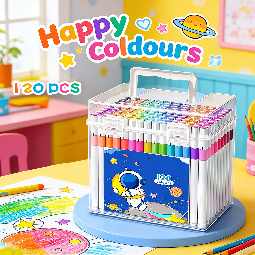 Image of 120 Piece Bucket Of Acrylic Markers, 120 Colors Soft Brush Tip Acrylic Paint Markers For Rock Painting, Fabric Decor, Glass Art & Diy Crafts, Vibrant & Quick-drying Water-based Inks