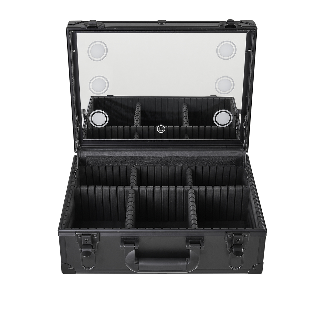 Portable Makeup Case with Mirror, Large Capacity Travel Cosmetic Organizer
