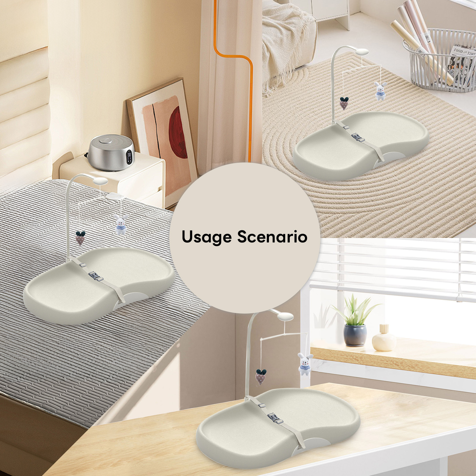 Lunaluke Sanitary Baby Changing Table, Multi Purpose Diaper Station, Washable Care Pad with Detachable Sensory Toys, Portable Childcare Console, Antimicrobial Changing Platform