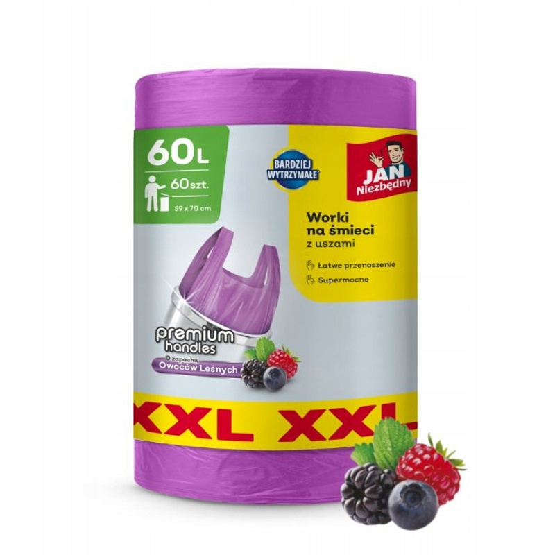 TEMU Trash Bags 60l Jan Necessary Xxl With T-shirt Handle Packaging 60pcs, Durable Resistant To Tears And Punctures, Large Capacity Ideal For Larger
