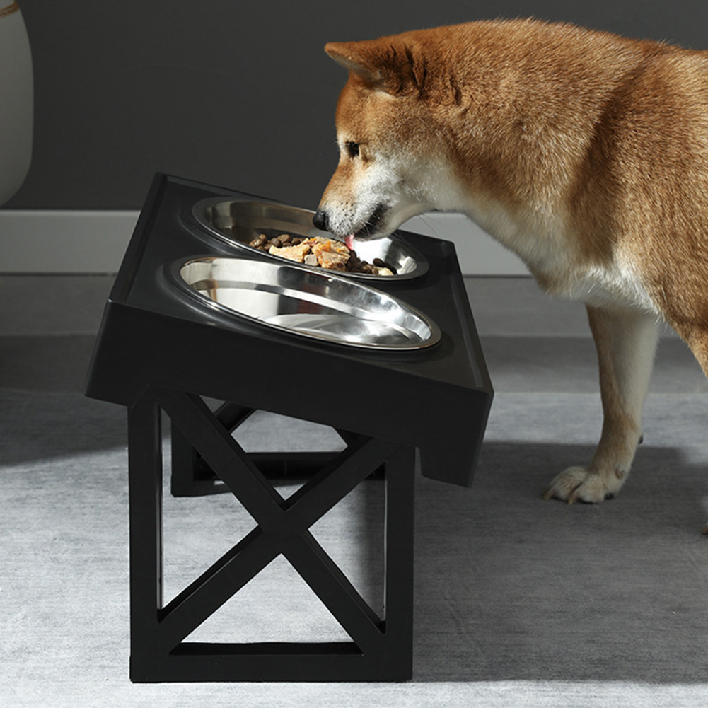 TEMU Elevated Dog Bowls, Stainless Steel Raised Bowl With Foldable Stand, Double Food And Water Bowls For Medium Large Dogs Or Cat, 45*26*27.5cm,