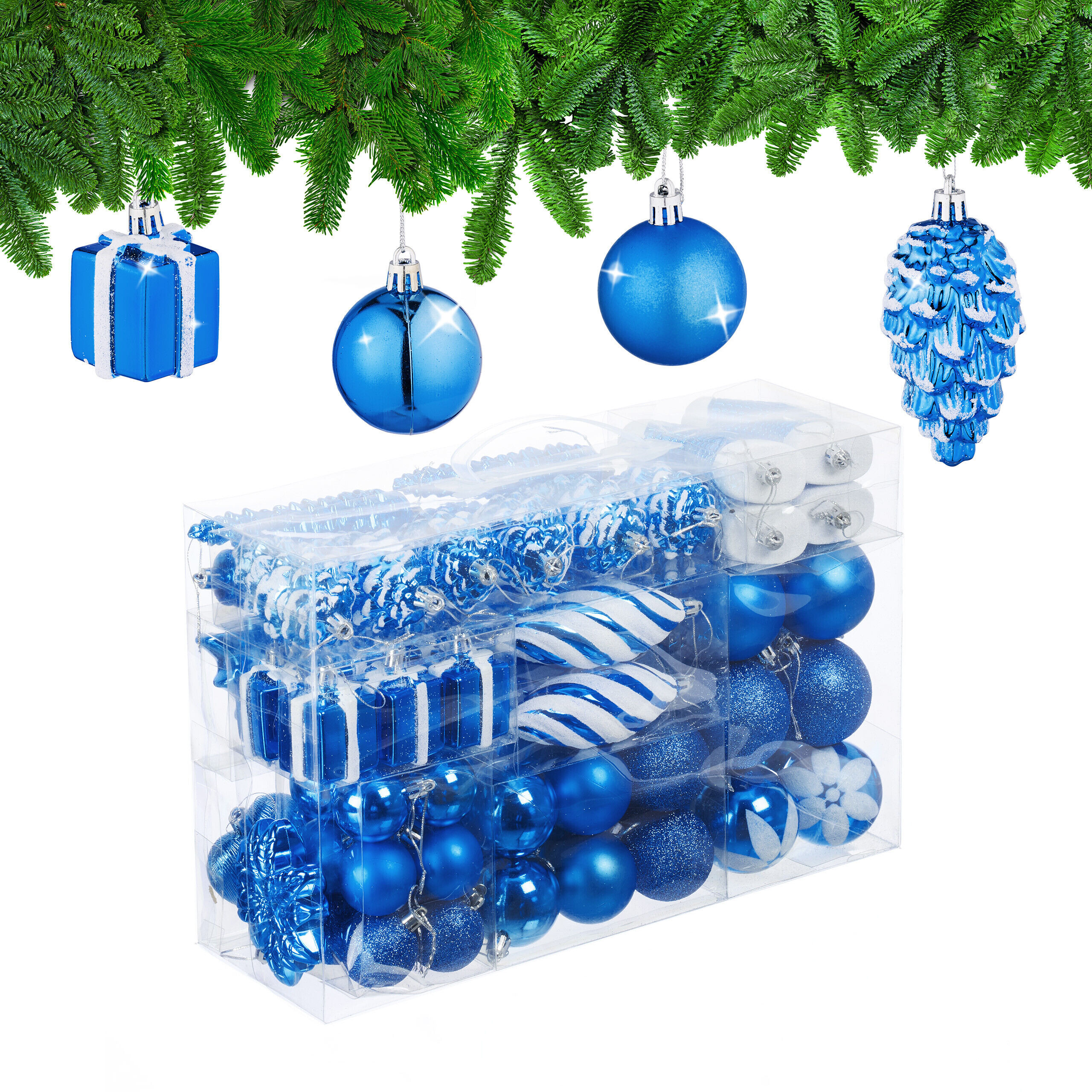 Image of 72pcs. Blue Christmas Ball Set