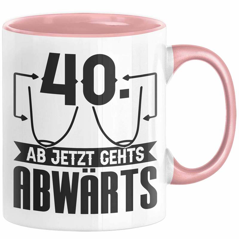 40th Birthday Women's Gift Mug - "from 40 All Downhill" Funny Quote