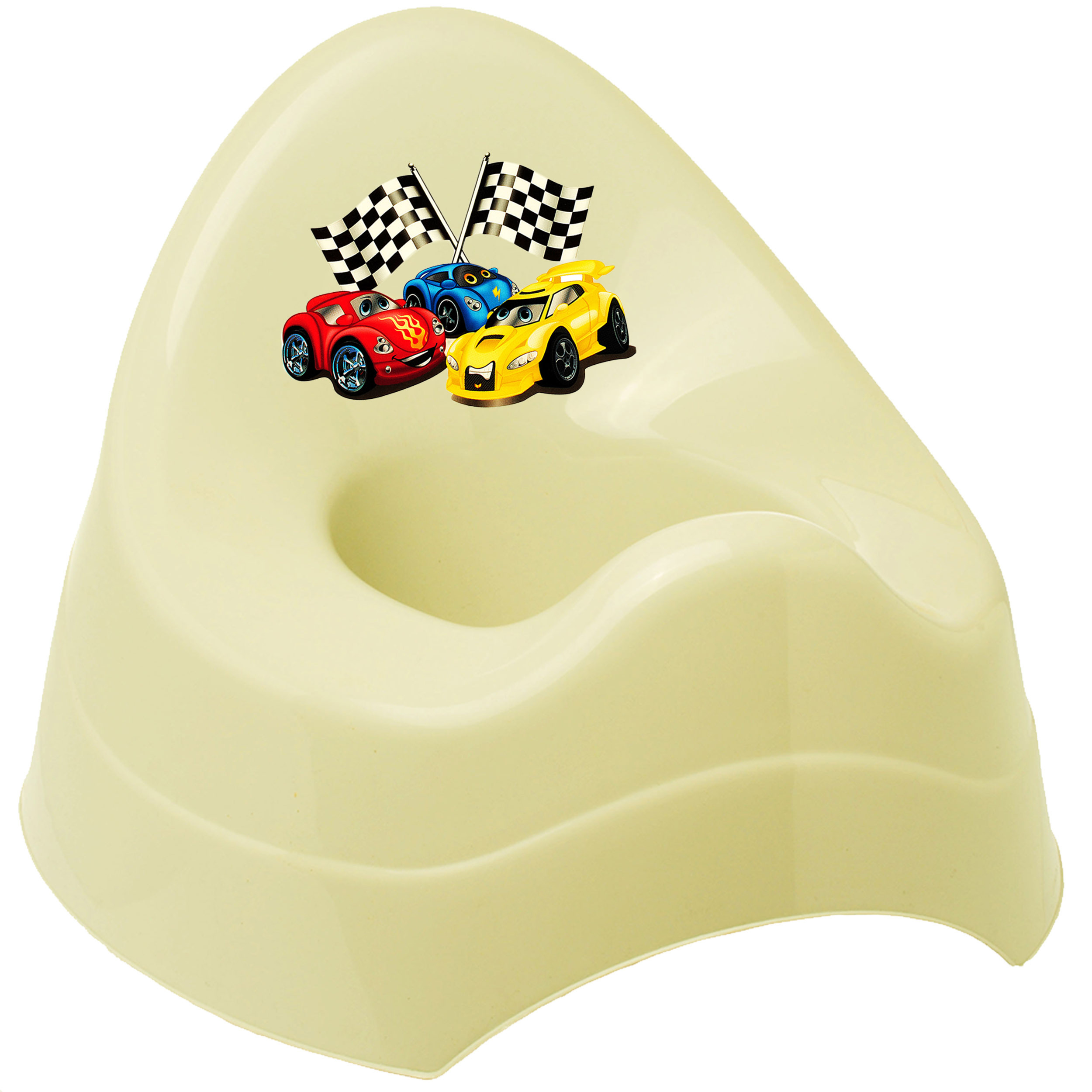 Image of Potty / Night Pot / Baby Pot - Beige - Cream _ Car - Race Car _ Bieco - With Large Backrest + Splash Guard - Baby Potty / Child Potty / Training Potty - Toi