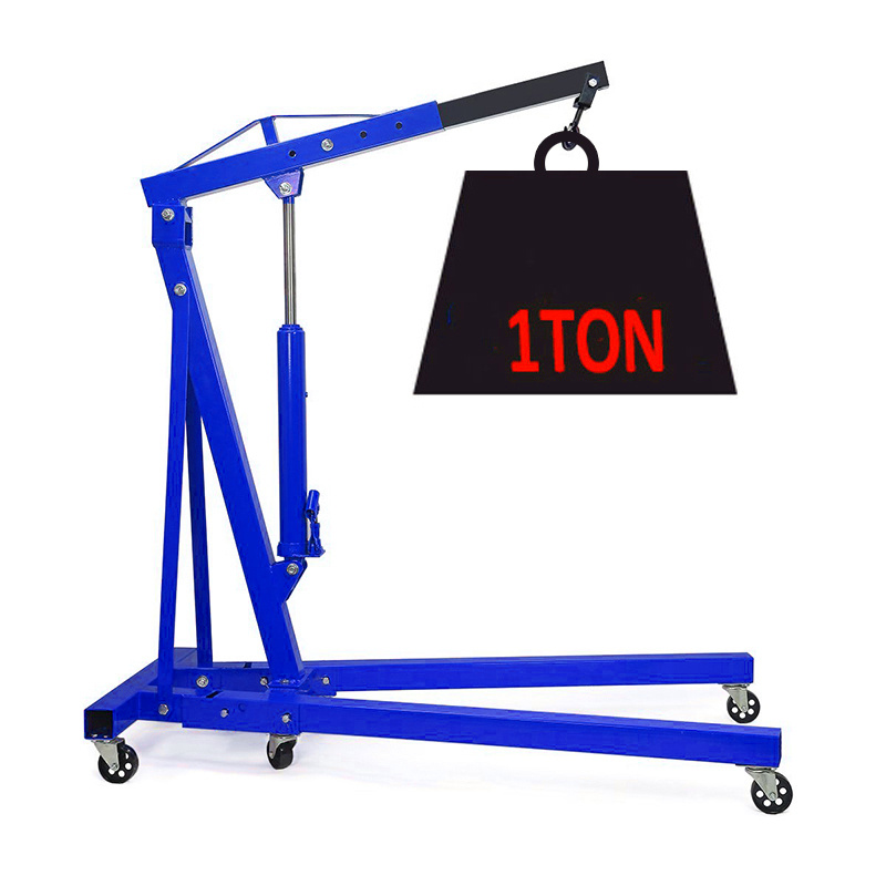 Blue 1 Ton Folding Engine Crane Stand for Garage Use
